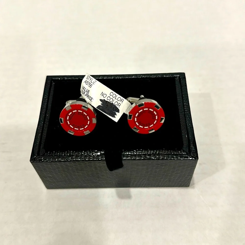 Brand new enamel poker chip cuff links